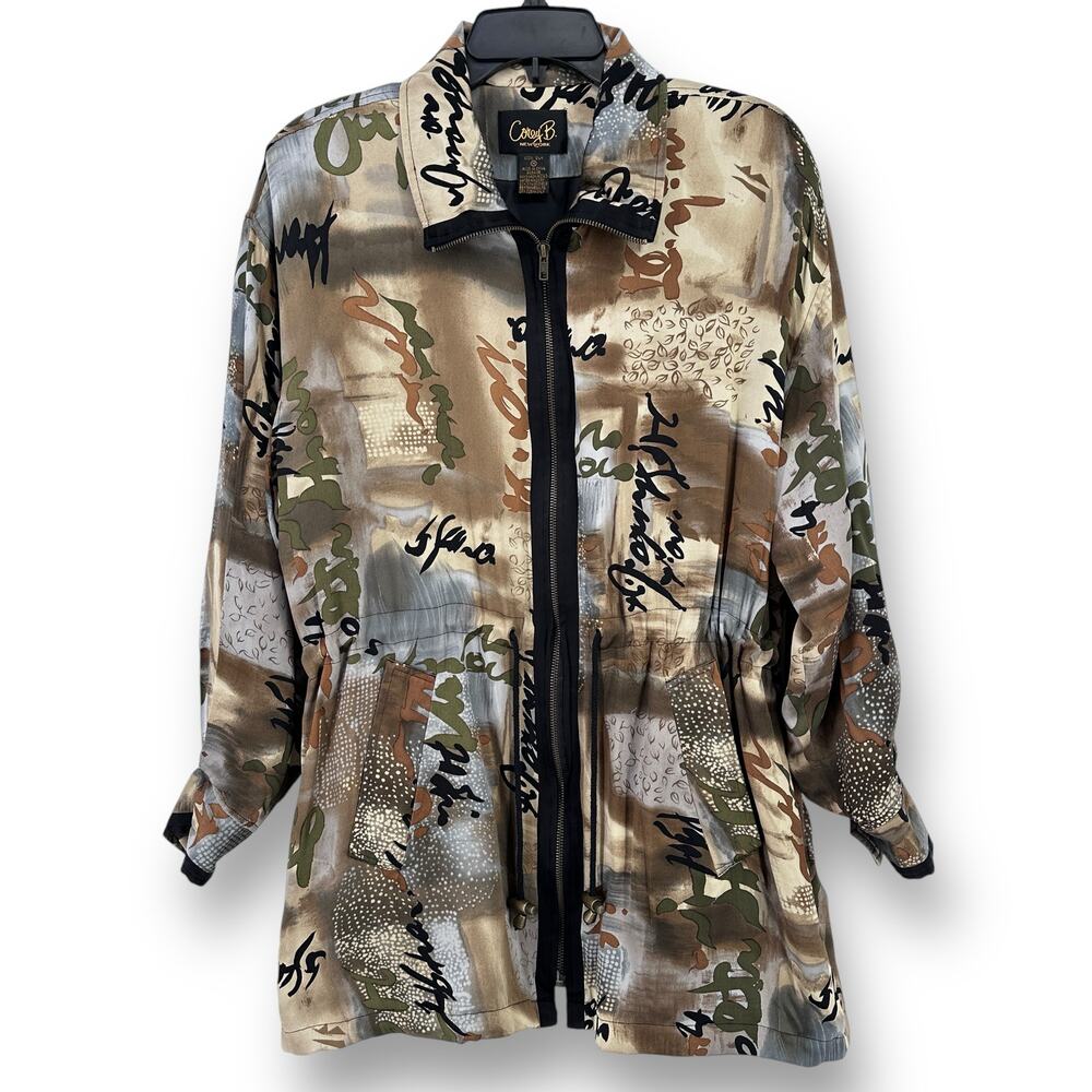 Vintage Y2K Corey B Silk Writing Jacket Womens Size Medium